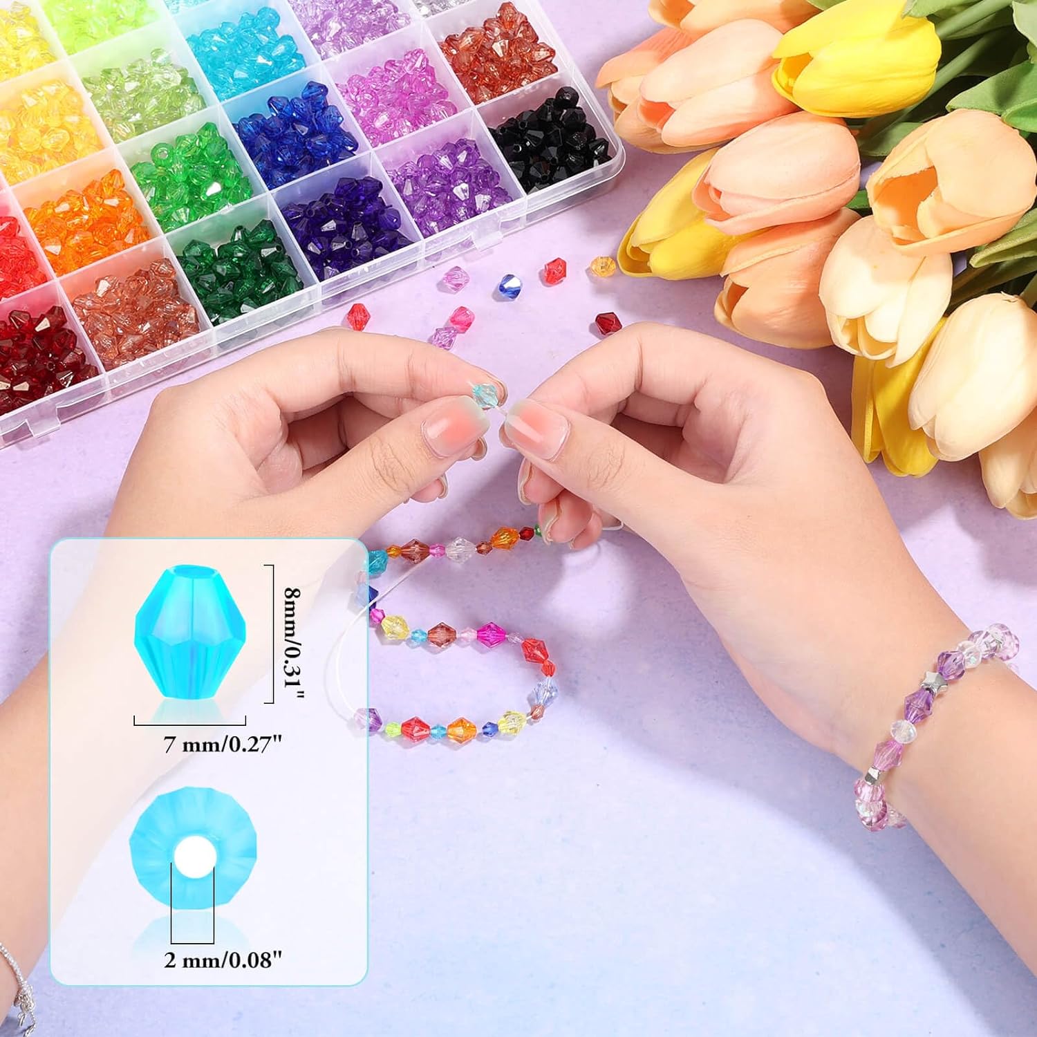 Paxcoo 1120 cuentas de cristal para la fabricación de joyas, cuentas acrílicas de cristal facetadas, cuentas de gemas de bicona, joya para