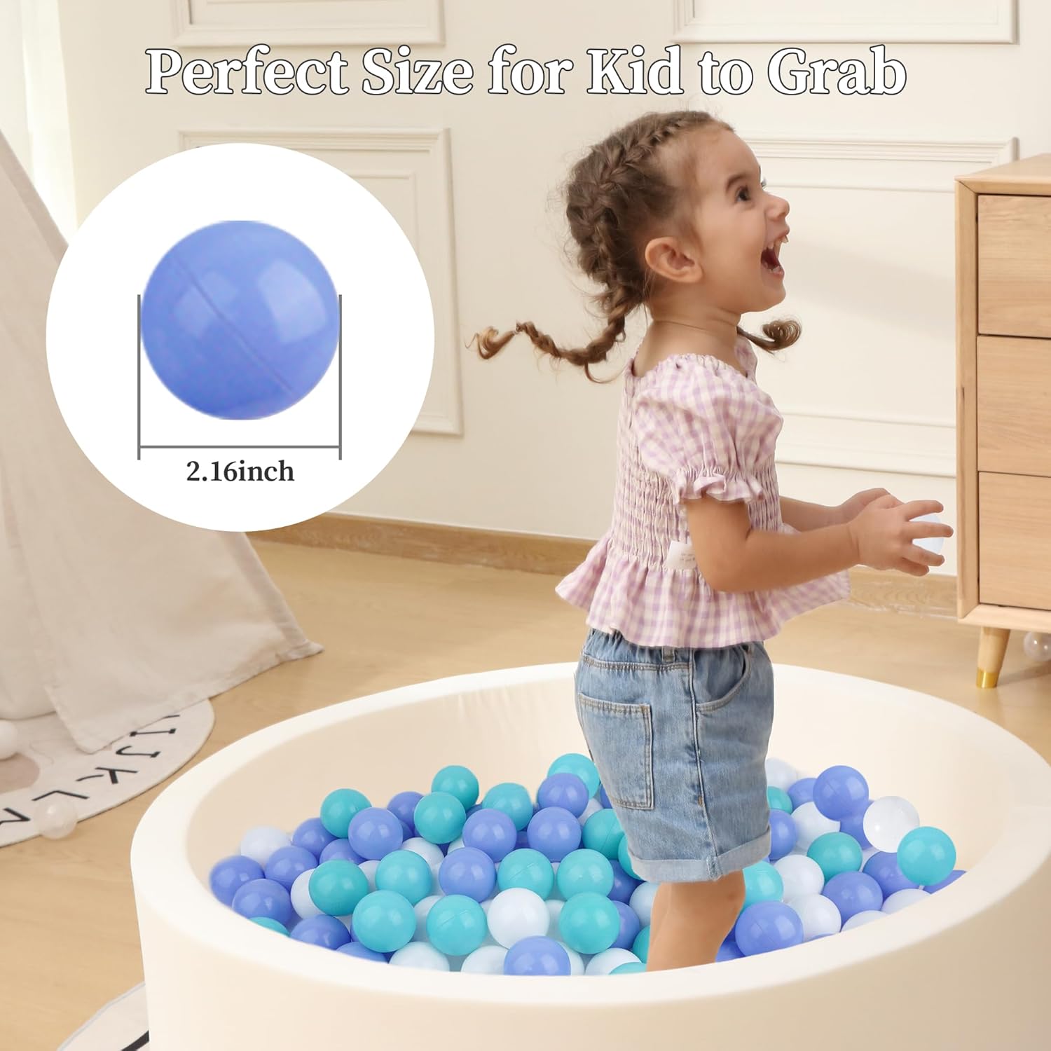 EOSAU 100 pelotas para niños pequeños de 2.16 pulgadas, bolas de océano de colores mixtos, juguetes de bebé para piscina, casa de juegos, decoración