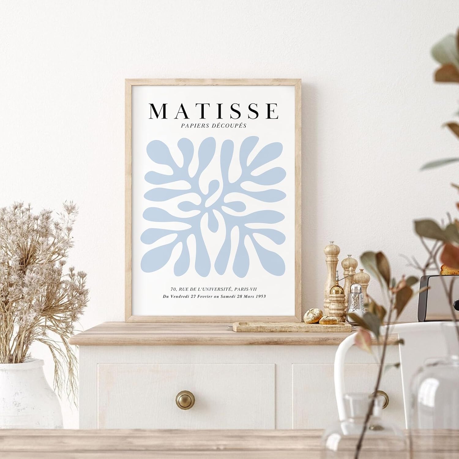 Henri Matisse – Juego de 3 impresiones artísticas de pared abstractas azules de Matisse, decoración de pared, arte estético de pared de Matisse