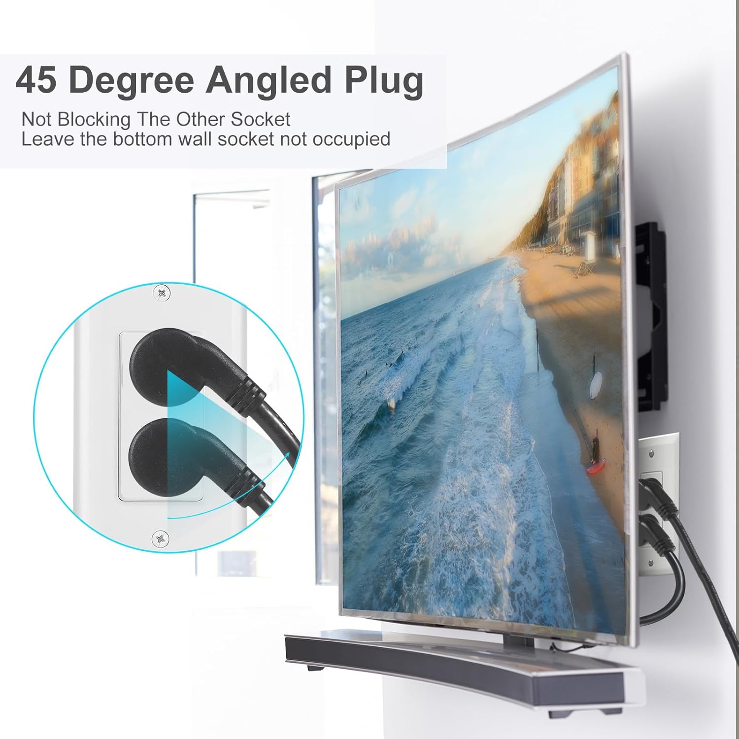 Cable de alimentación estándar para portátil de 2 pies, 18 AWG 45 grados, enchufe plano NEMA 5-15P a Iec 60320 C5, cable de alimentación de CA