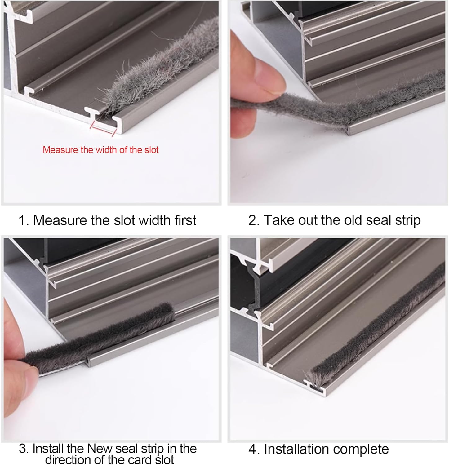 Cinta deslizante de 16 pies (16.4 ft) 196 pulgadas para ventanas y puertas, cinta de extractor de corriente, tira de sellado de cepillo, burlete de