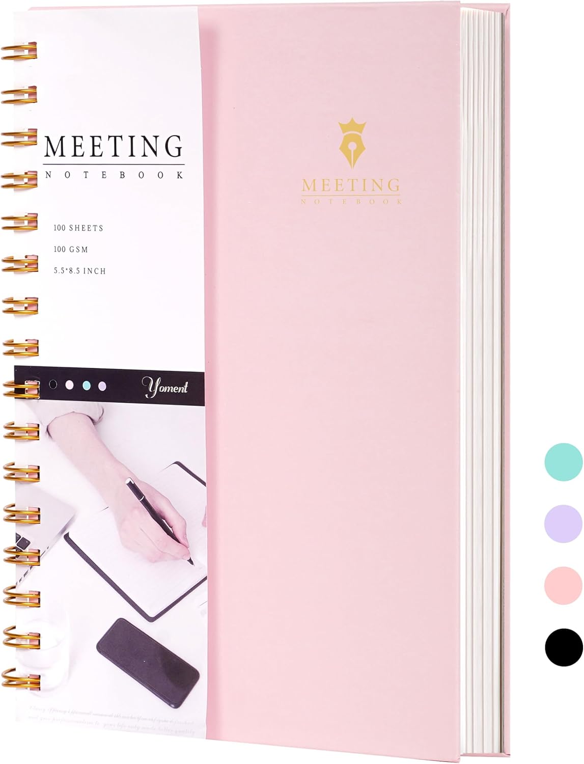 Cuaderno de reuniones para el trabajo con artículos de acción de 5.5 x 8.5 pulgadas, planificador de reuniones en espiral de tapa dura para oficina,