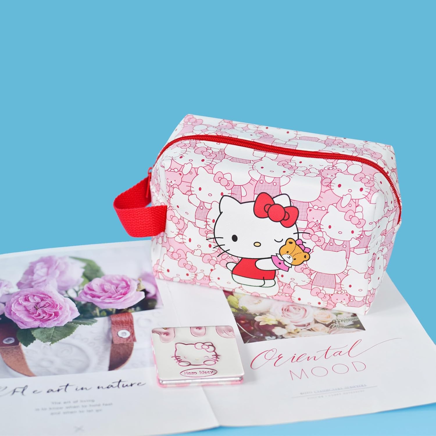 Bolsa de cosméticos de viaje, bolsa de cosméticos de dibujos animados de gran capacidad, bolsa de maquillaje con cremallera, bolsa de aseo de viaje