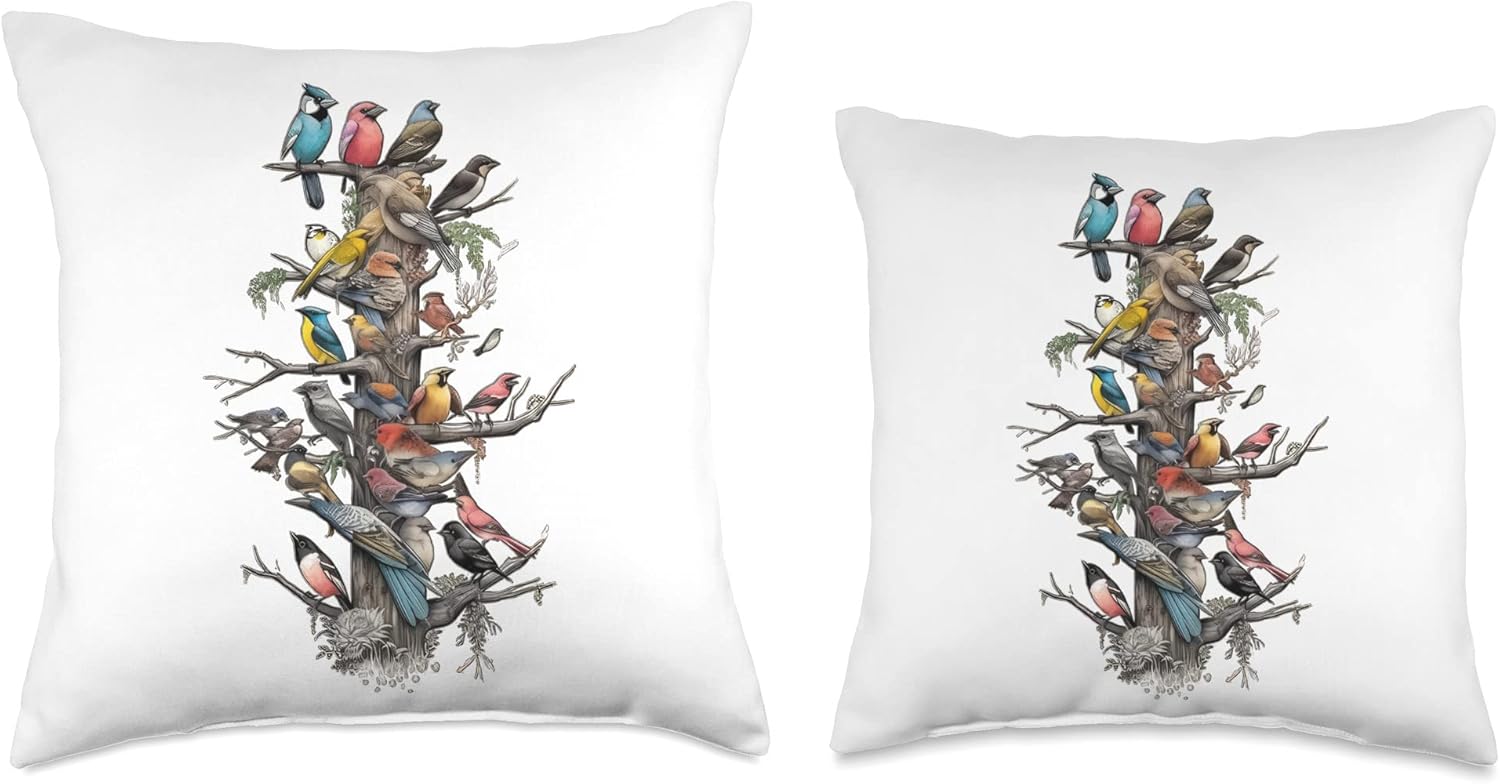 Vogelliebhaber & Vogel Beobachter Store Tree Bird Observation Throw Pillow, 16×16, Multicolor