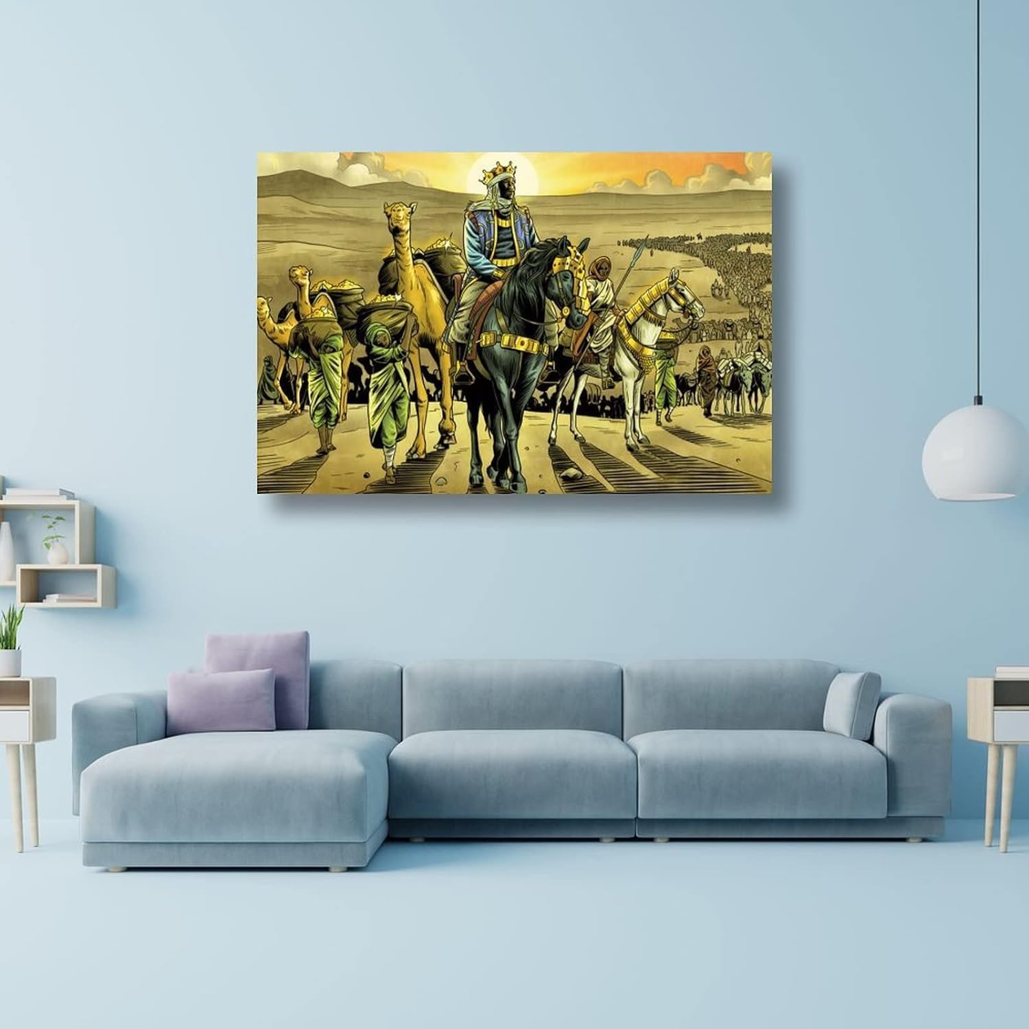 Mansa Musa – Póster de pintura en lienzo para pared, sala de estar, dormitorio, decoración moderna al óleo (marco, 08 x 12 pulgadas)