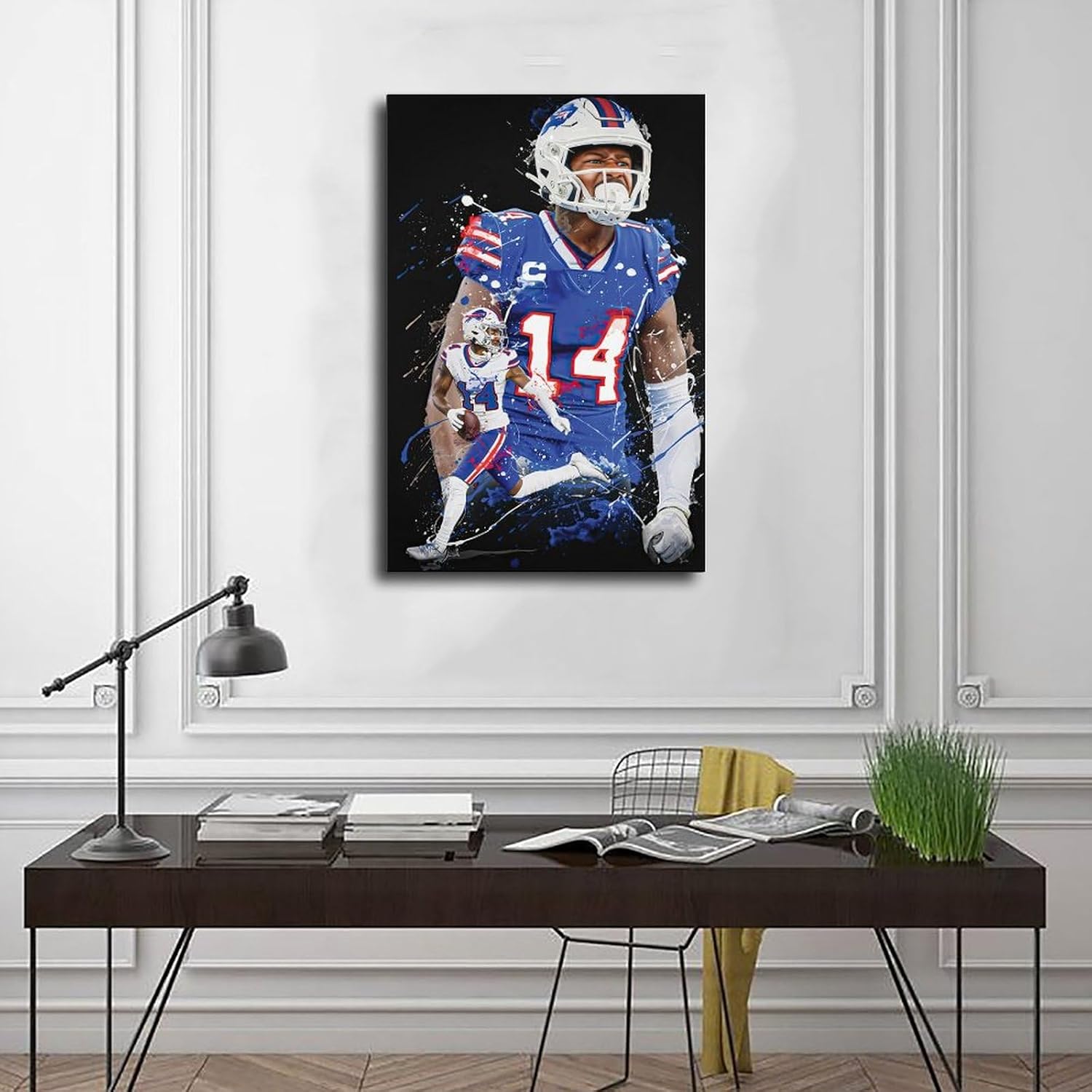 BAVIEN Stefon Diggs – Póster de arte de fútbol, arte de pared, pintura impresa para sala de estar, dormitorio, sin marco 12 x 18 pulgadas (11.8 x
