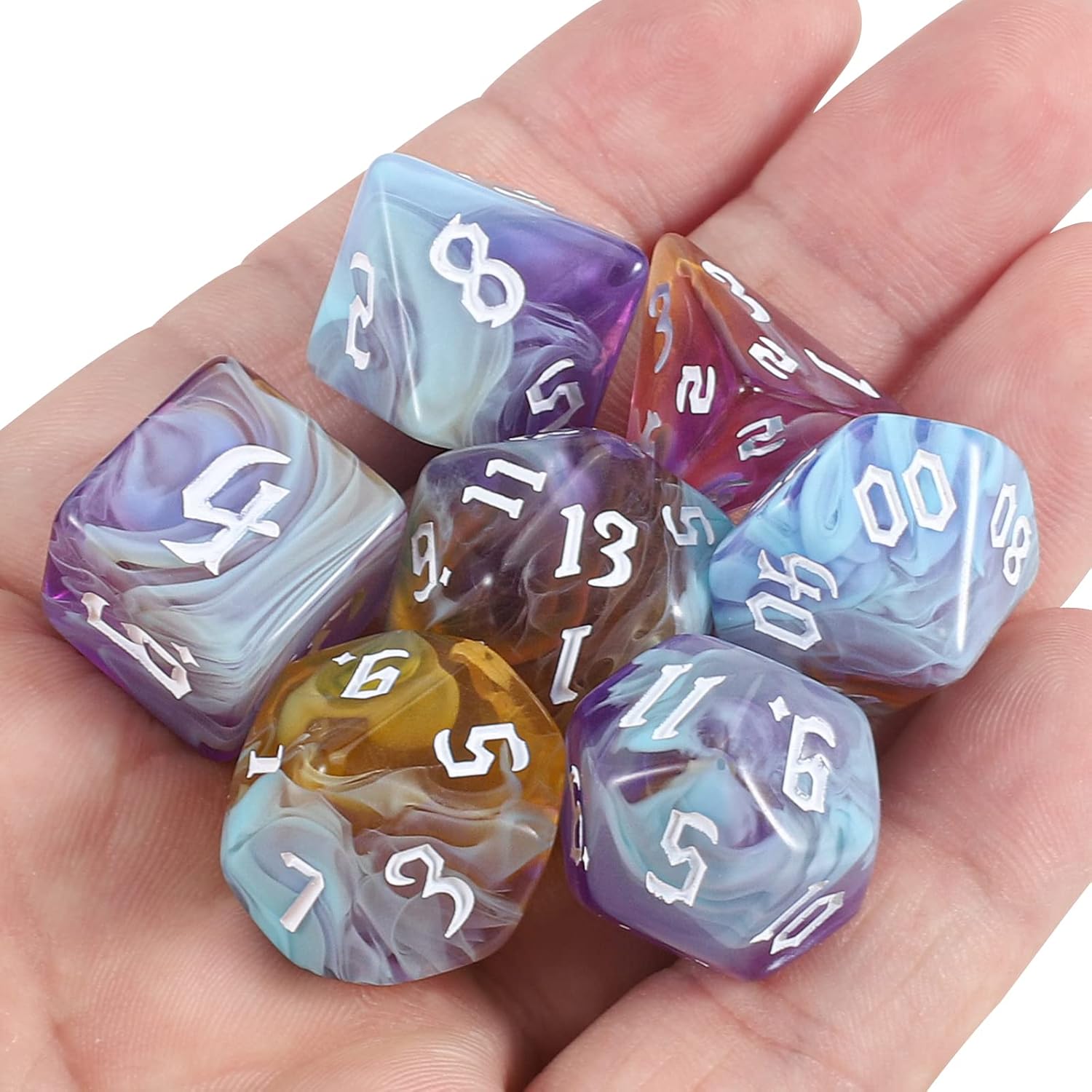 CiaraQ DND – Juego de dados poliédricos con bolsa de dados para juegos de rol de Calabozos y Dragones RPG MTG