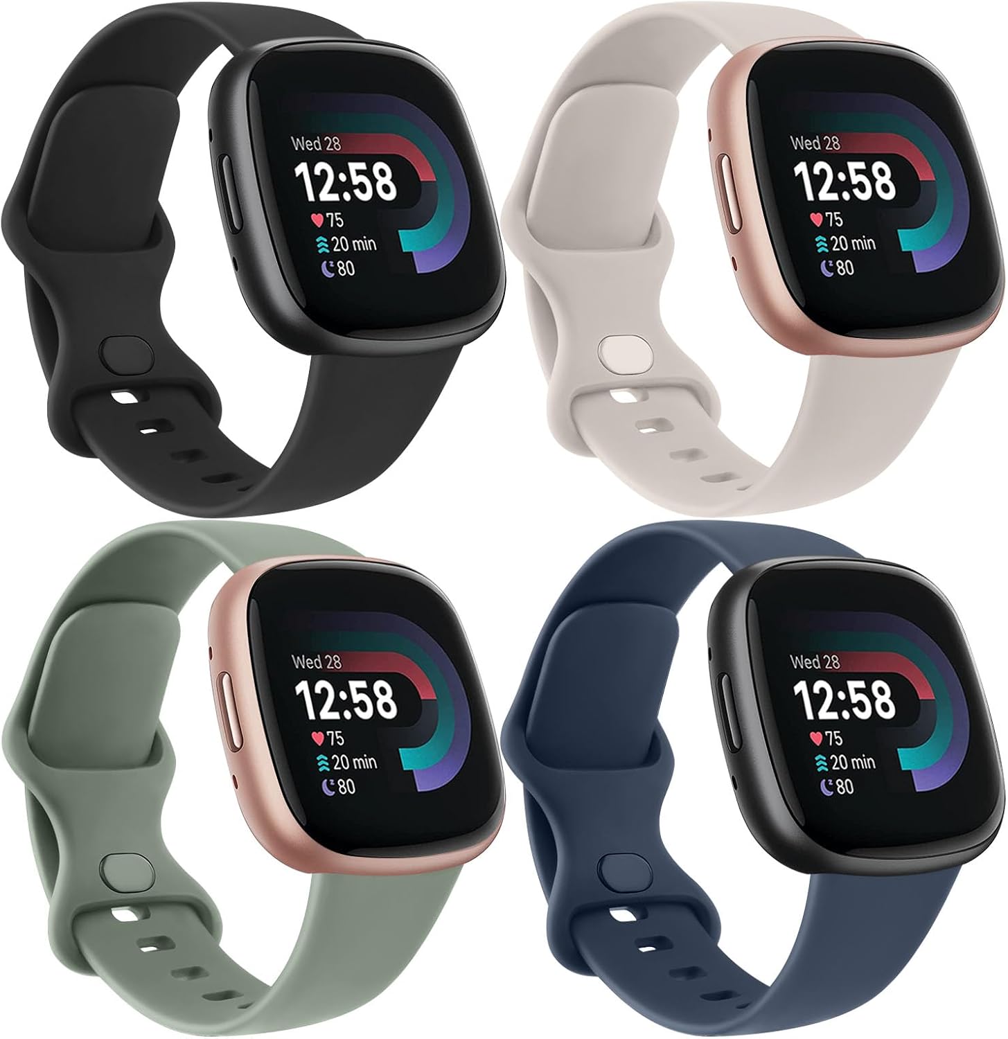 Tobfit Correas de silicona compatibles con Fitbit Versa 4, Fitbit Versa 3, Sense 2, Fitbit Sense 2, correas de reloj Fitbit Sense para mujeres y