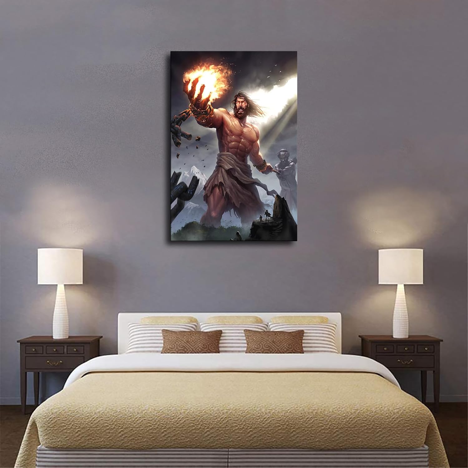 Pósteres de mitología griega Prometeo de los dioses griegos antiguos y arte de pared, impresiones en lienzo enmarcadas y sin marco (sin marco, 24 x
