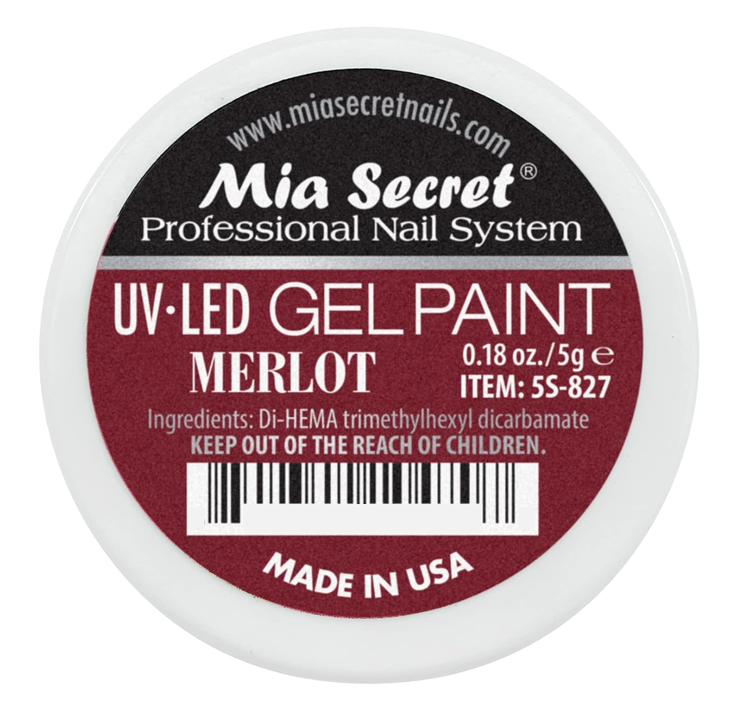 Mia Secret Sistema de uñas profesional UVLED Gel Paint – 0.18 oz (Merlot)