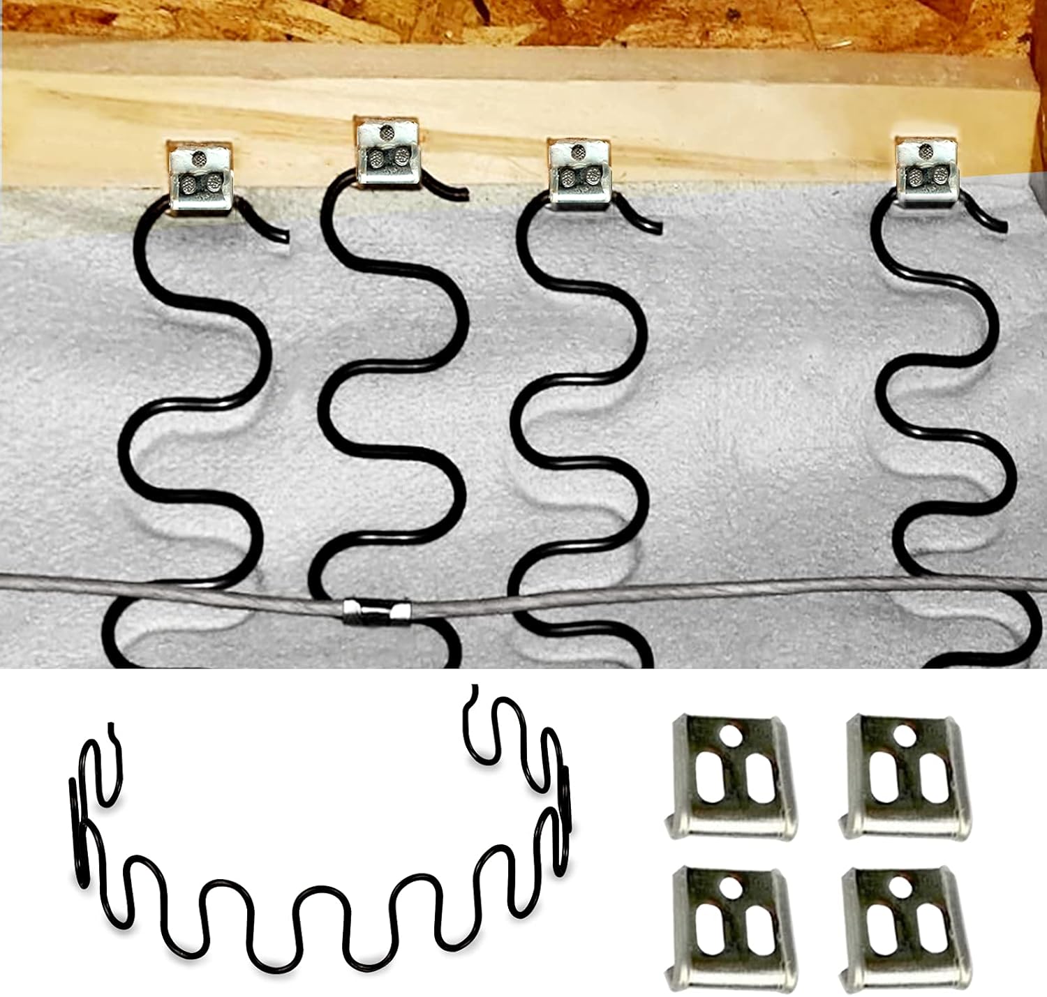 Muelles de repuesto para sofá, 2 resortes de 22 pulgadas con 8 clips en S, kit de reparación de resortes de sofá de diámetro de alambre 4.0