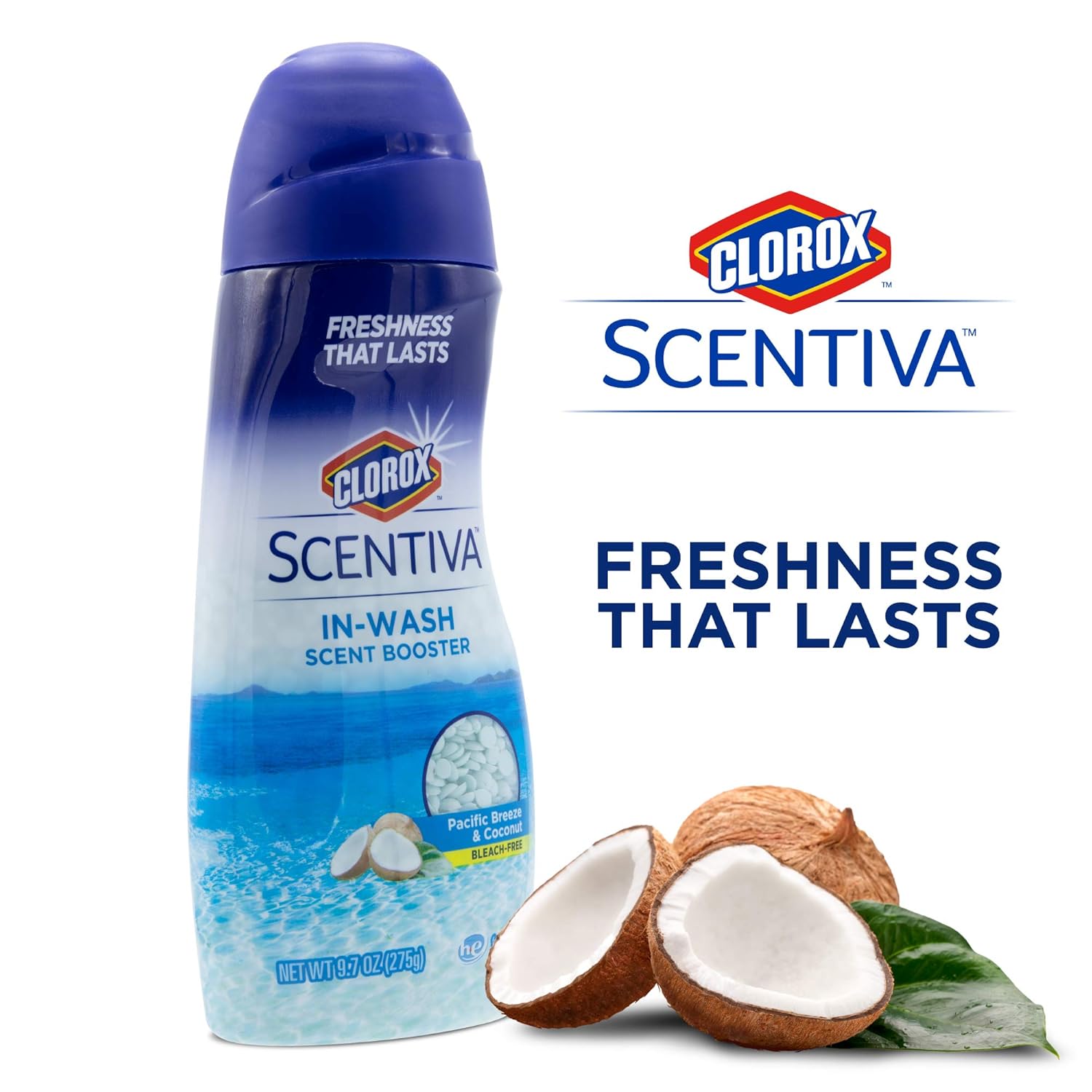 Scentiva – Ambientador para ropa sucia  Perlas potenciadoras de aroma para ropa fresca y ropa de cama, brisa del Pacífico y aroma de coco, 9.7 onzas