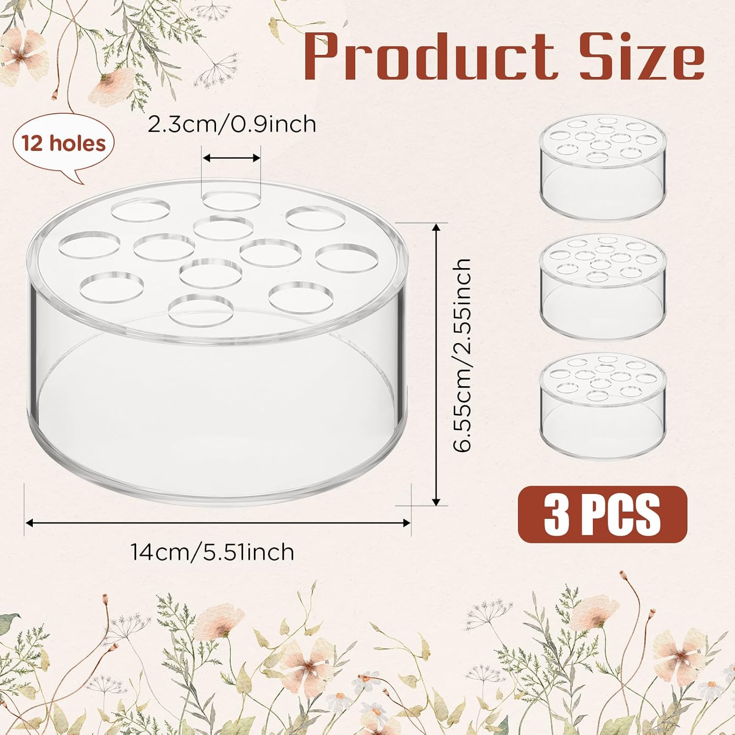 Tanlade 3 piezas de centro de mesa de acrílico floral para decoración de mesa de comedor, florero redondo de flores de boda, jarrones de centro de