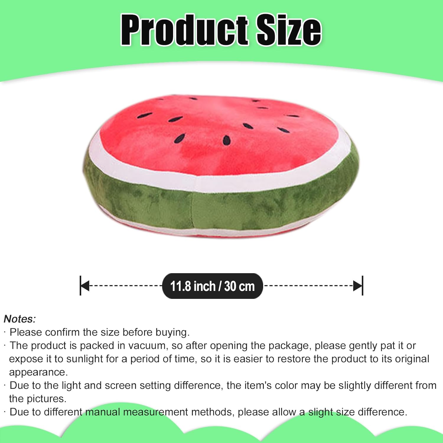 zhidiloveyou Almohada de felpa de sandía, lindo juguete de frutas rellenas, almohada de abrazo, regalos para niños de 11.8 pulgadas