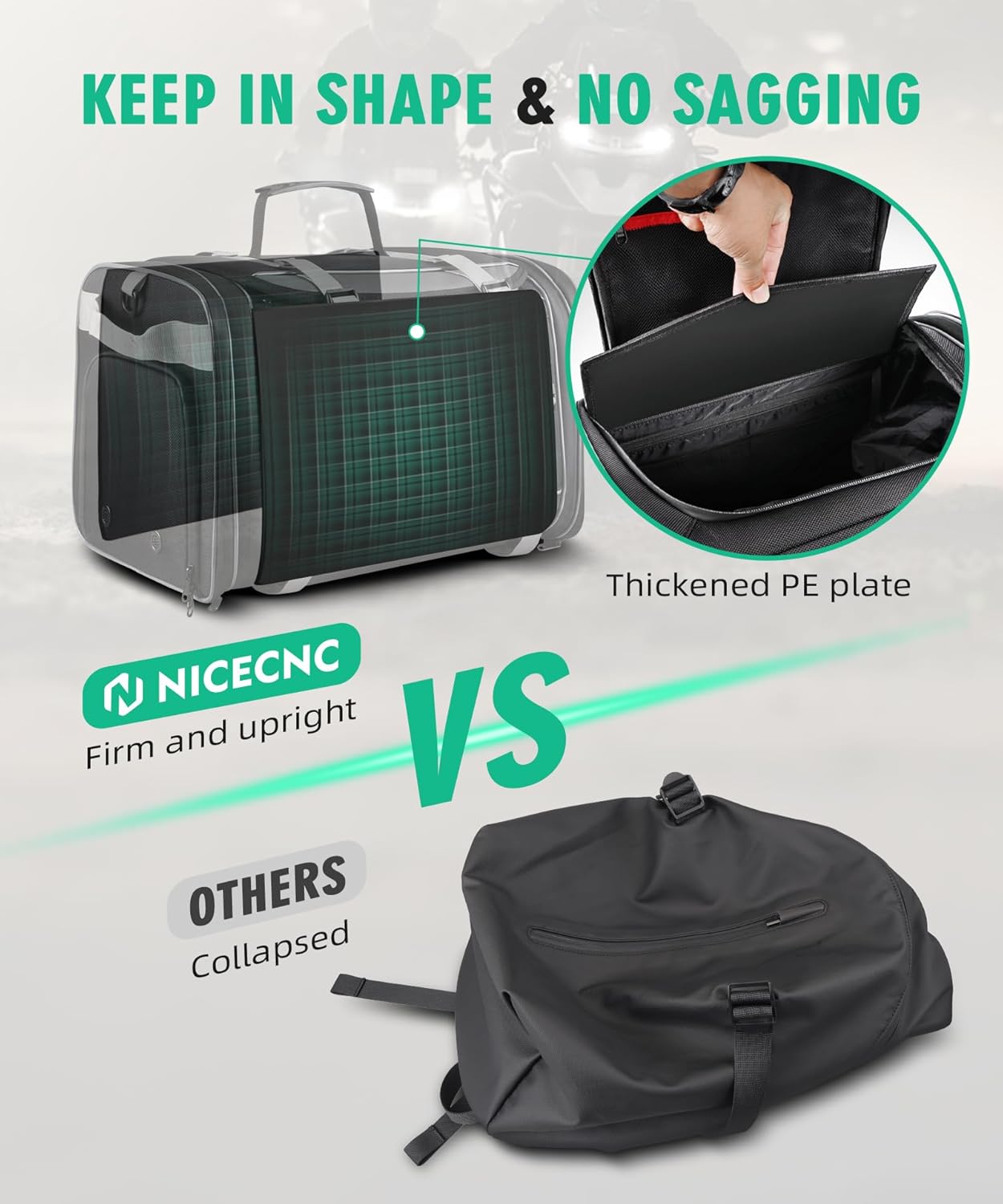NICECNC Bolsa de equipaje para motocicleta, bolsa expandible para asiento trasero de motocicleta, bolsa universal de almacenamiento para casco de
