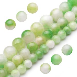 Cuentas de piedras preciosas naturales para la fabricación de joyas, cuentas redondas lisas pulidas de jade verde y blanco de 0.315 pulgadas, Cuentas de piedras preciosas naturales para la fabricación de joyas, cuentas redondas lisas pulidas de jade verde y blanco de 0.315 pulgadas,