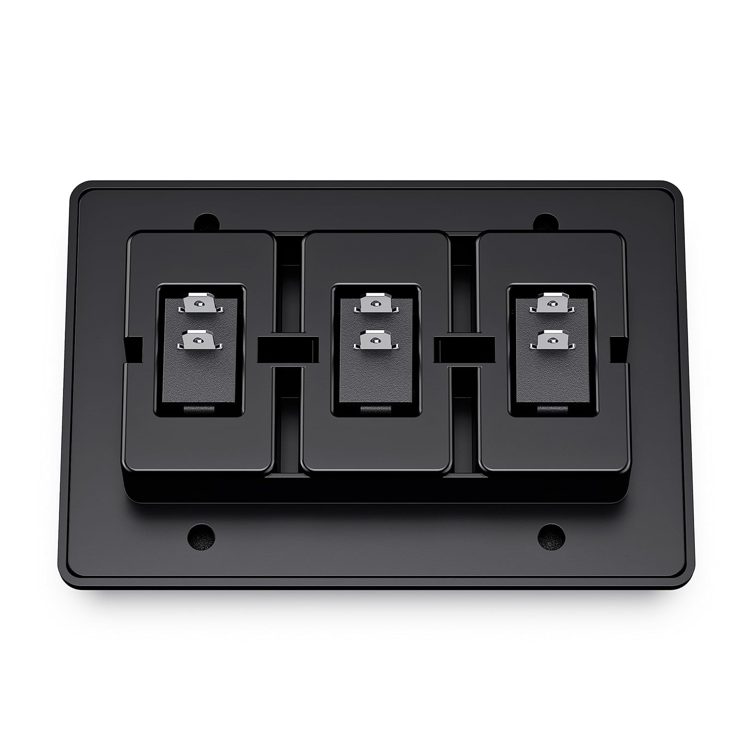 Leisure LED Moderno interruptor de encendido y apagado triple SPST con bisel, 12 voltios, para RV, remolque, cámper, con etiqueta adhesiva (negro)