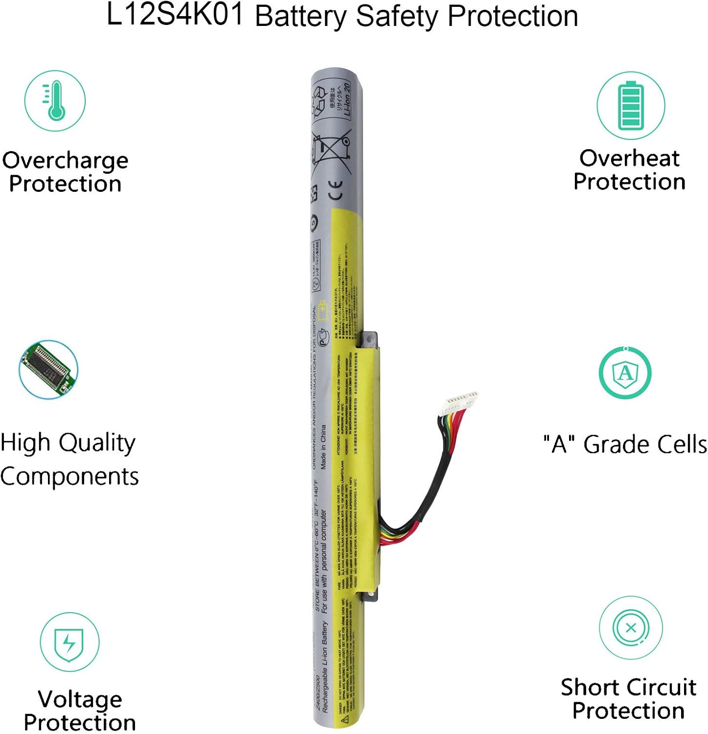 Gomarty Batería L12S4K01 compatible con Lenovo Ideapad Z400 Z500 Z510 P500 P400 Touch Series L12S4E21 L12M4E21 L12M4K01 4INR1965-1 14.8V 48WH