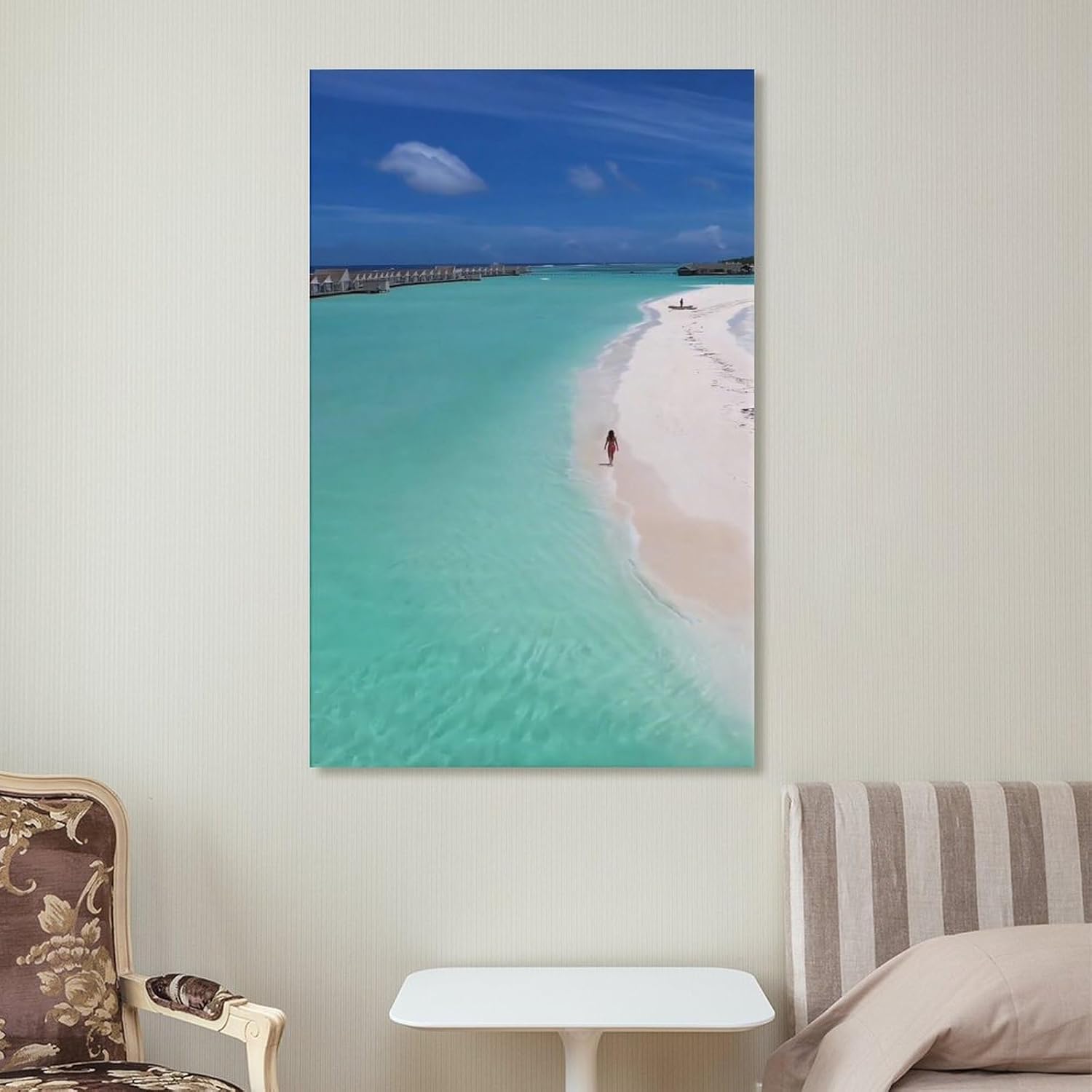 SJRENDKJ Nube de agua, cielo, fluido, formas geográficas costeras y oceánicas, playa, aqua, horizonte, ocio, lienzo para pared, decoración de