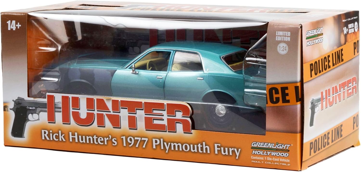 1977 Plymouth Fury Unrestored Turquoise Metallic (Sargento Rick Hunter’s) Hunter (1984-1991) Serie de TV 124 Modelo de automóvil fundido a presión
