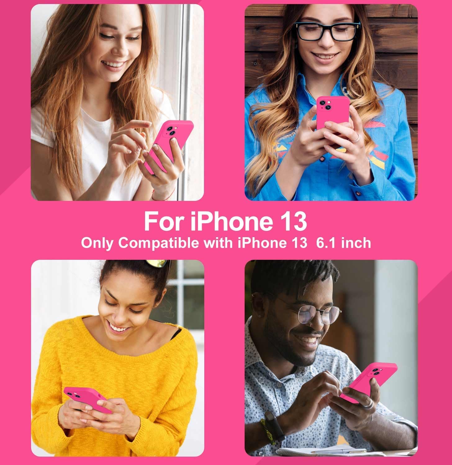 Ktele Funda compatible con iPhone 13 de 6.1 pulgadas de silicona líquida de alta calidad forro de microfibra suave antiarañazos goma de gel de