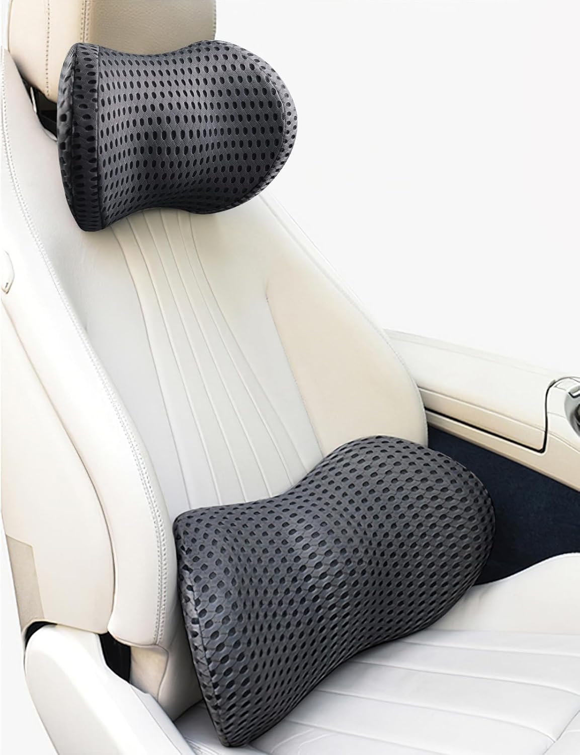 Almohada de apoyo lumbar y almohada cervical, almohadas cervicales ergonómicas de espuma viscoelástica para aliviar el dolor de cuello bajo,