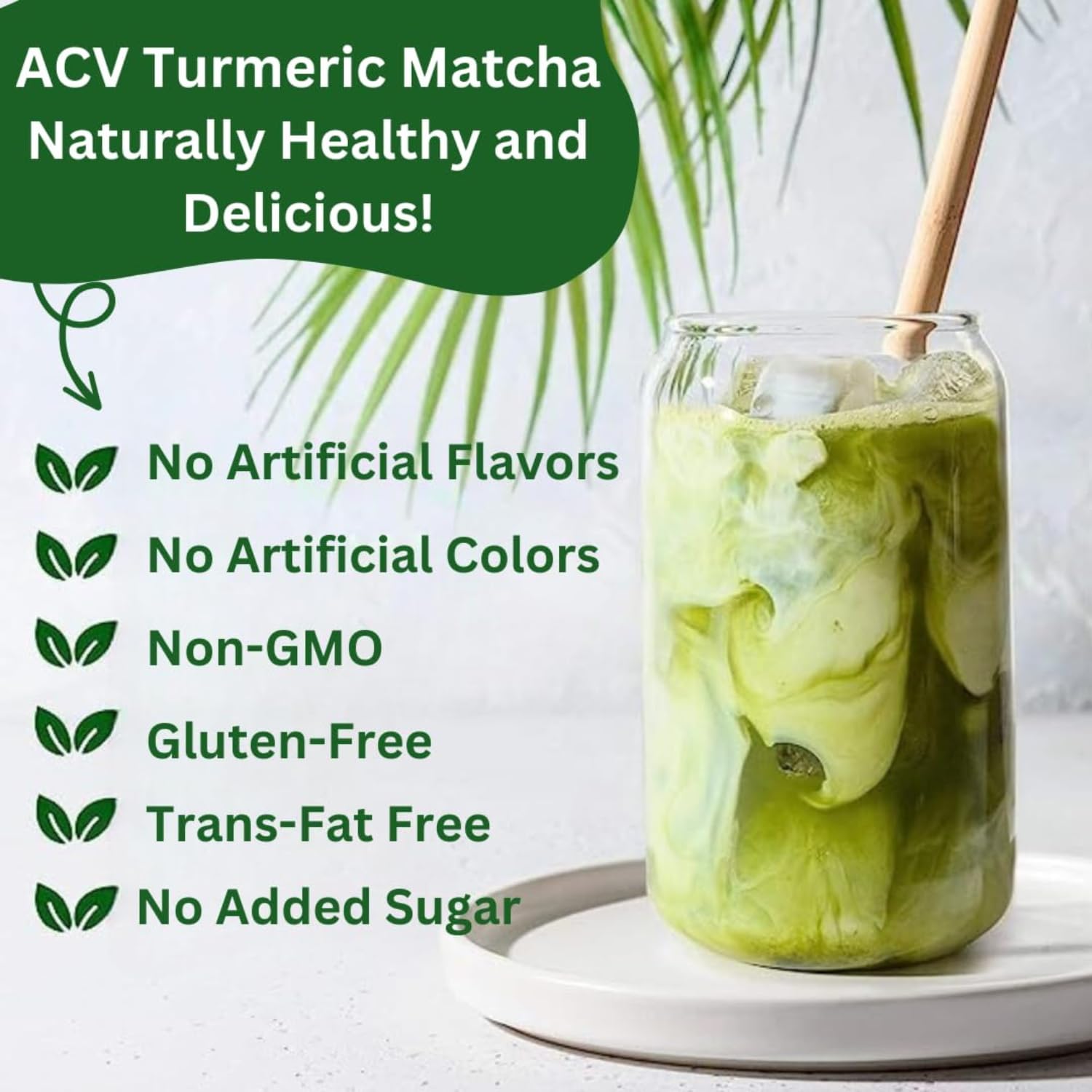 CAcafe Té matcha de cúrcuma con vinagre de sidra de manzana, 0.03 oz de azúcar añadido, 0.23 onzas de proteína, mezcla de superalimentos de ACV,