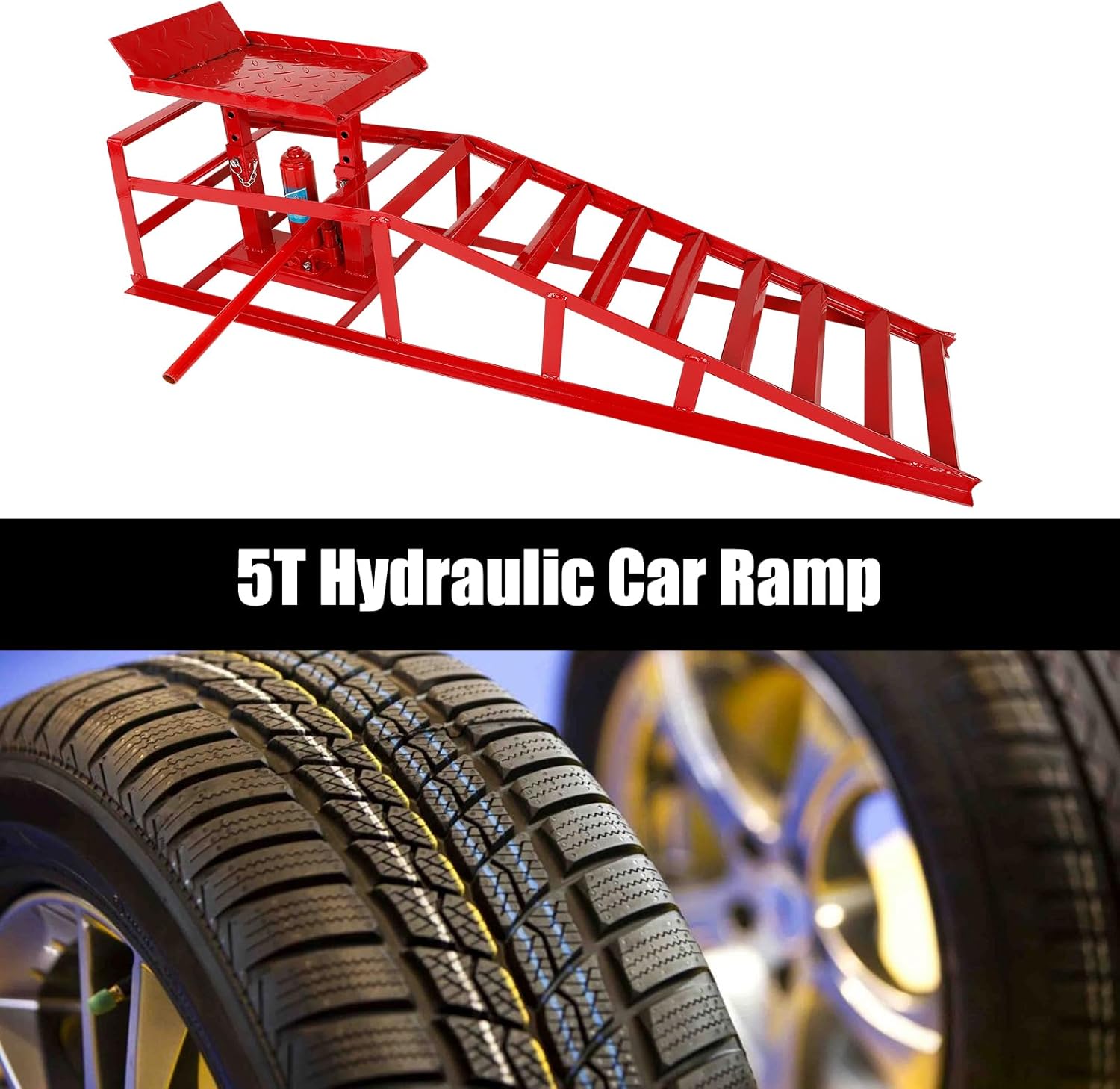 Rampas hidráulicas para coche de capacidad 5T  11000lbs para vehículos, camiones, garaje, rampas de servicio de elevación, 1 paquete