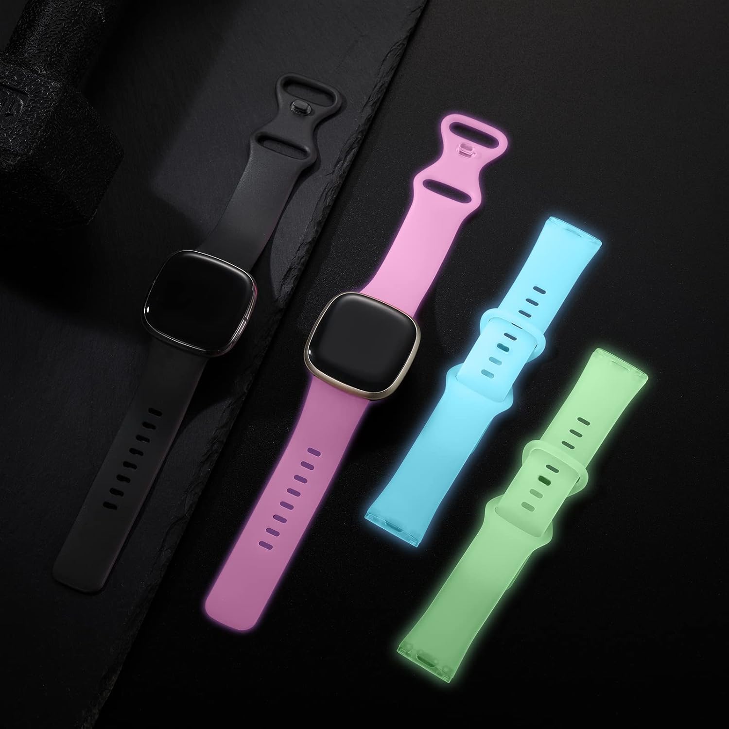 Dirrelo Correa de reloj compatible con Fitbit Versa 3 Sense para hombres y mujeres, correa de repuesto luminosa y suave para reloj inteligente Versa