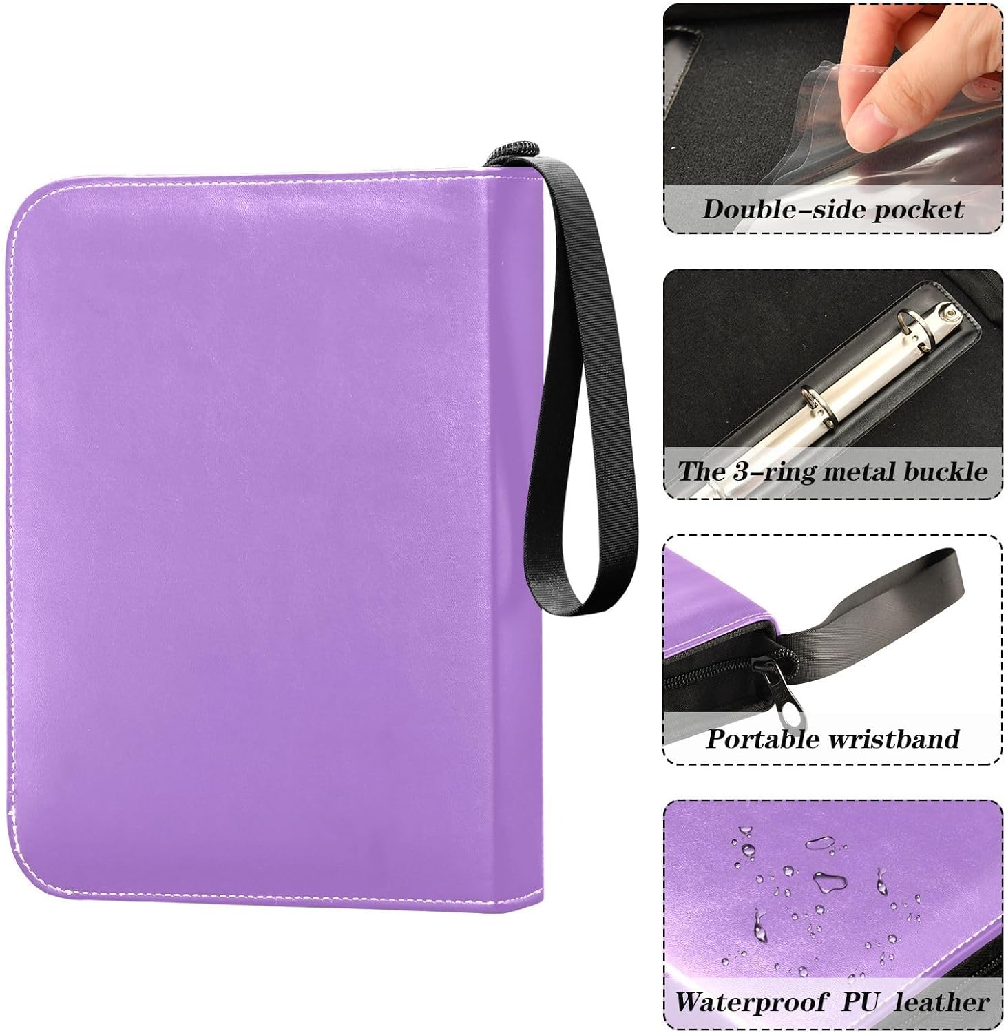 Carpeta de tarjetas de fútbol lavanda con mangas, fundas para tarjetas con 400 ranuras, ideal para varias tarjetas de juego