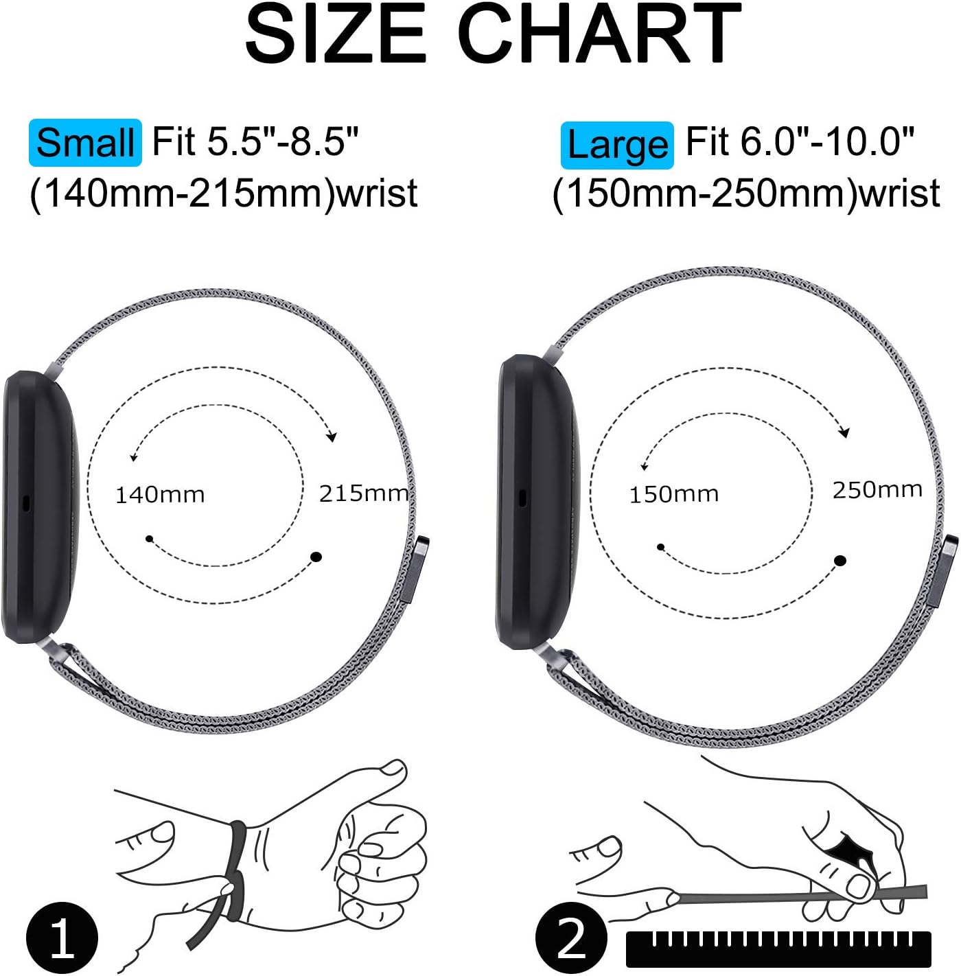 Amzpas – Bandas compatibles con Fitbit Versa 2  Fitbit Versa SEFitbit Versa LiteFitbit Versa, correas de malla de acero inoxidable transpirable