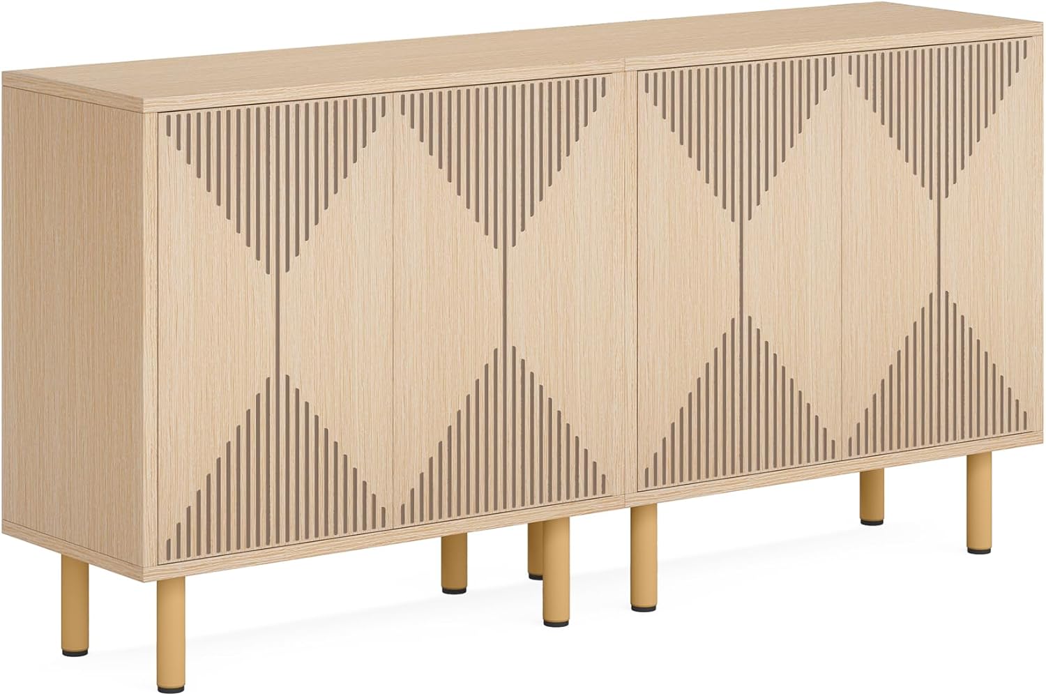 Tribesigns Armario de almacenamiento natural moderno, gabinete de piso independiente, aparador clásico de 59 pulgadas, gabinete de buffet de madera