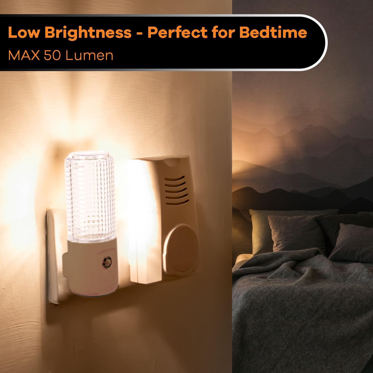 Kingman Luz nocturna automática LED enchufe de pared con luz ambiental sensor de atardecer a amanecer (paquete de 1)