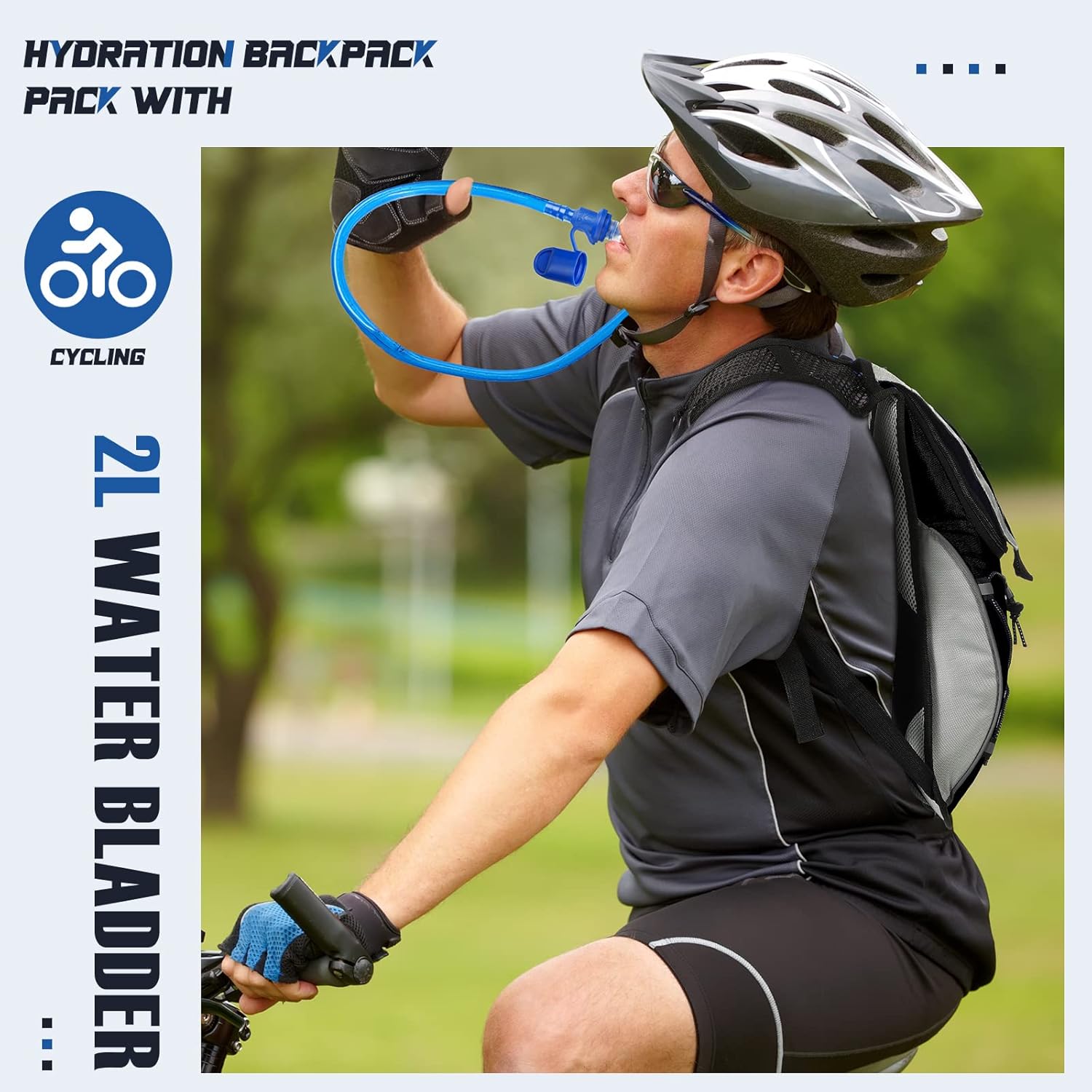 Paquete de 4 mochilas de hidratación con bolsa de agua de 2 L, paquete de hidratación con vejiga de hidratación, senderismo, correr, ciclismo,