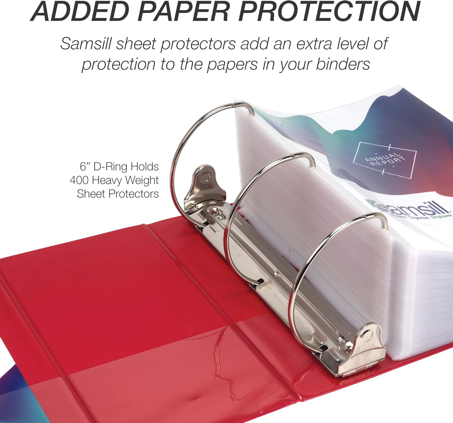Samsill – Carpeta duradera de 6 pulgadas, fabricada en los Estados Unidos, con anillos de bloqueo en D, cubierta transparente y personalizable,