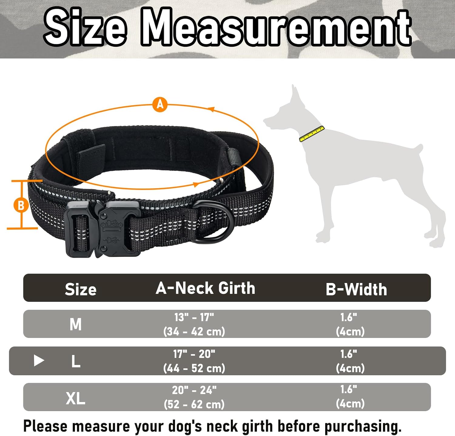 Collar táctico para perro, collar ajustable de entrenamiento militar con mango suave, correas de nailon reflectantes, hebilla de metal resistente