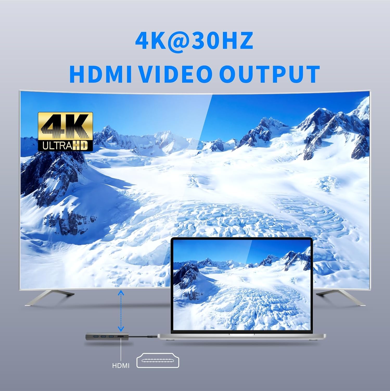Adaptador multipuerto USB C Hub Ethernet, estación de acoplamiento USB C 8 en 1 4K HDMI, 100 W PD, 3 USB 3.0, 1 Gbps LAN USB C Dongle, lector SDTF