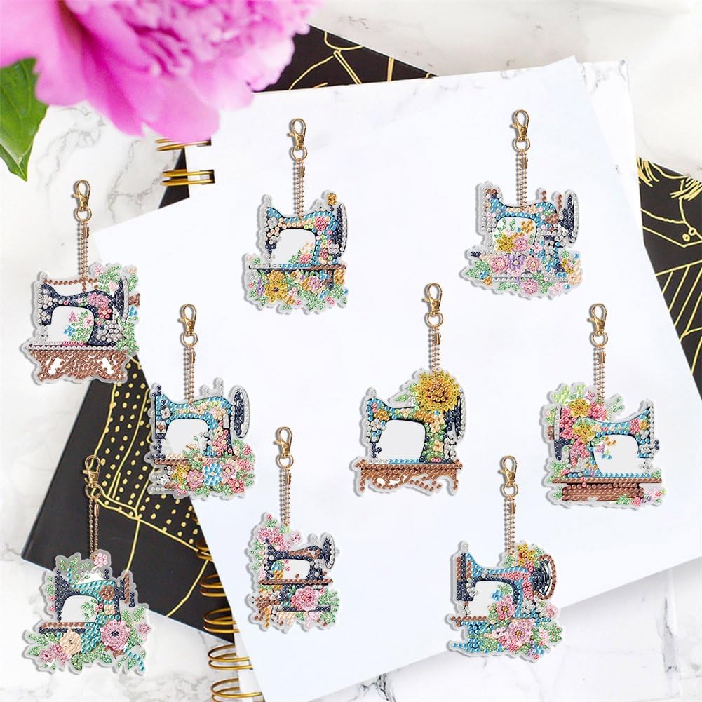 5pcs DIY 5D colorido búho diamante pintura llavero kits doble cara búho diamante arte llavero llavero