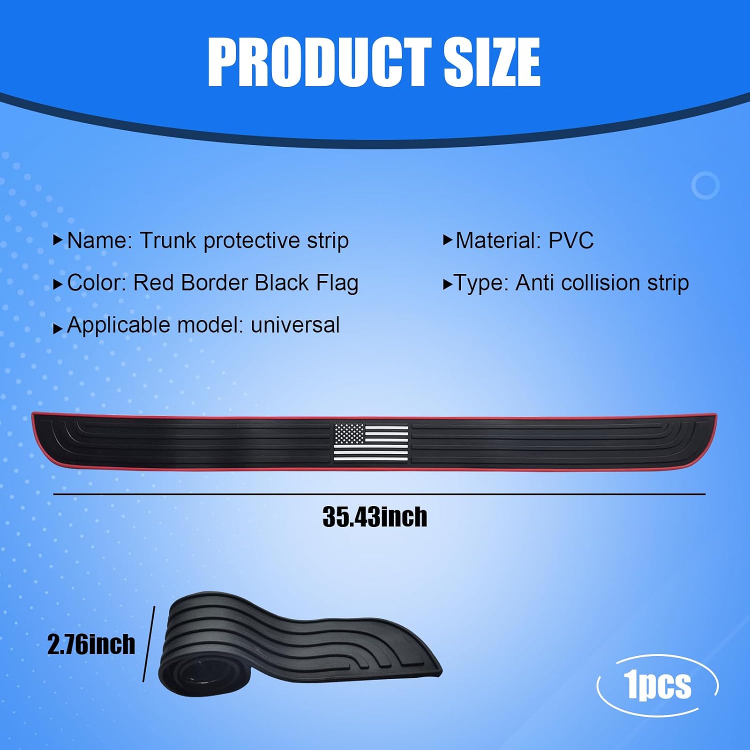 1 tira protectora para parachoques trasero de automóvil, de 35.4 x 2.75 pulgadas, borde rojo, protección antiarañazos, protector de goma