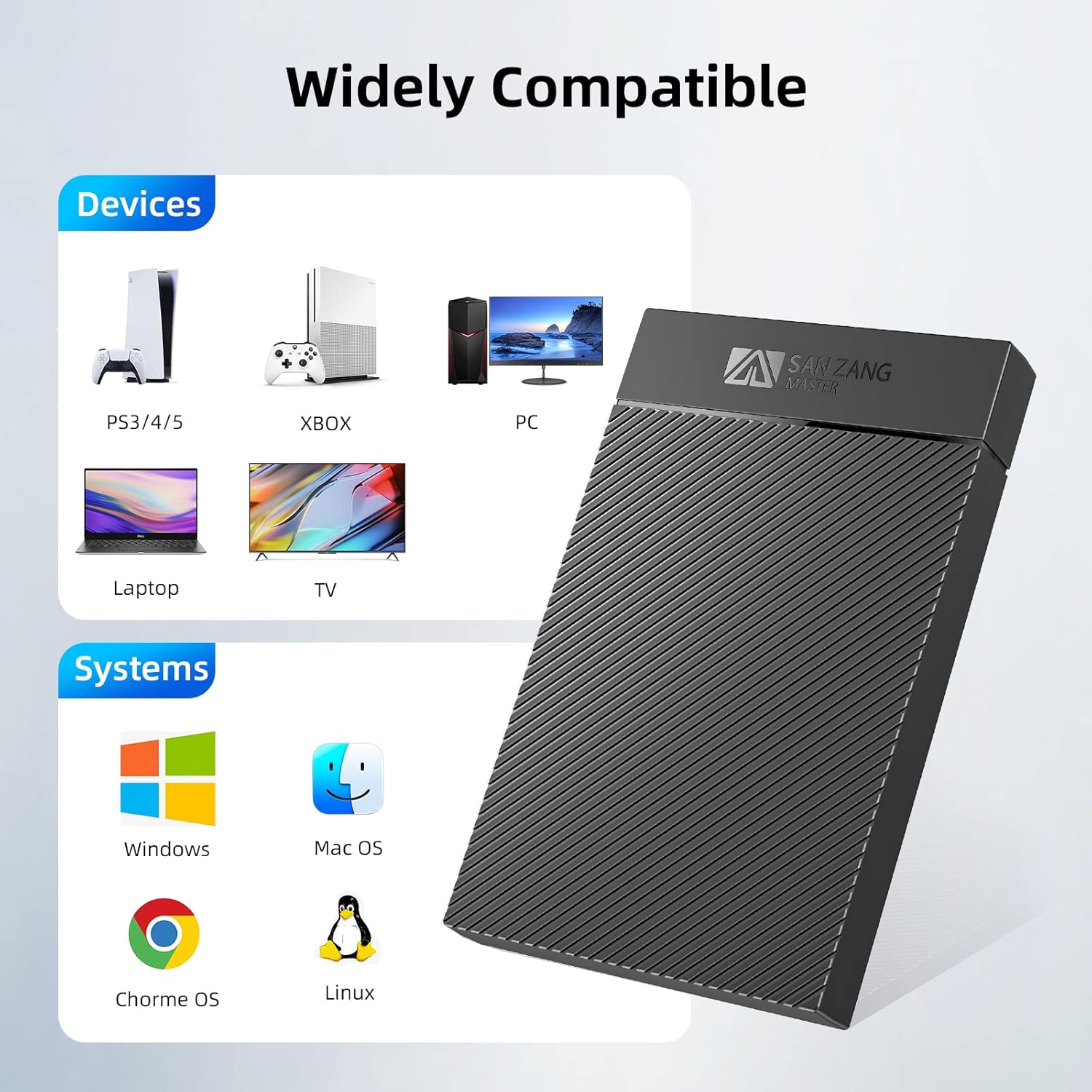 Carcasa para disco duro de 2.5 pulgadas, USB 3.0 a SATA III de 5 Gbps de transmisión de alta velocidad para caja de disco duro SSD de 0.276-0.374