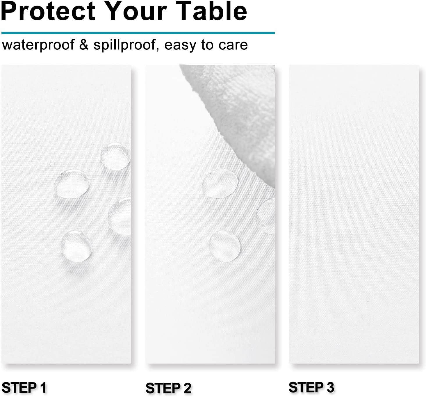 Hiasan – Mantel para mesa rectangular color blanco, es impermeable, lavable, está hecho de tela de poliéster, mide 70 x 90 pulgadas, para comedor,