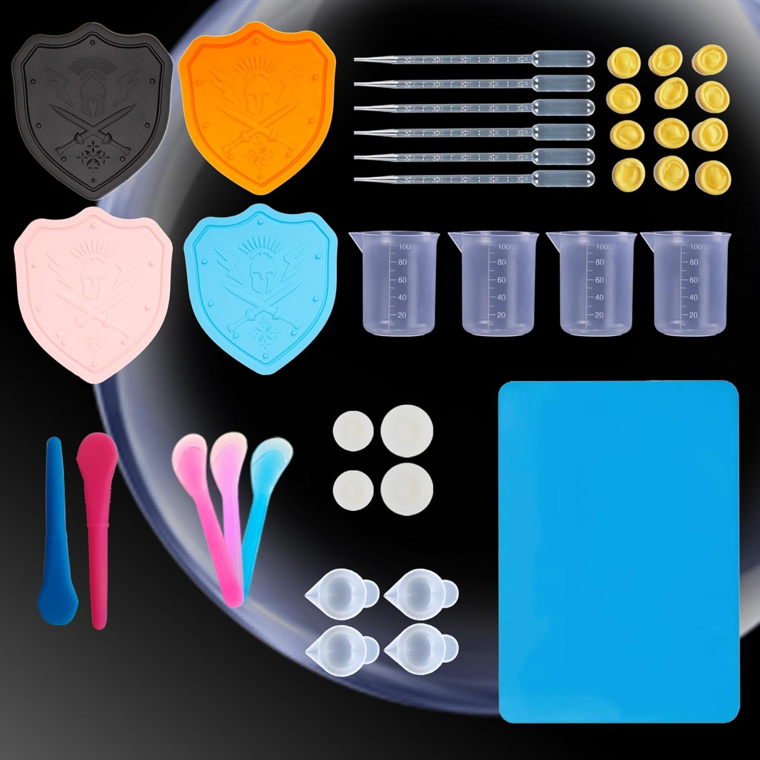 Migugaga DND – Molde de dados para fundición de resina, moldes de dados de silicona D&D de borde afilado con kit de 36 piezas de fabricación de