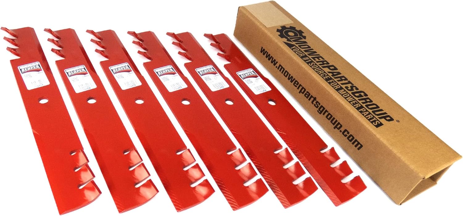 (6) Reaper – Cuchillas de mantillo dentadas HD de 52 pulgadas para Scag Gravely Toro fabricadas en Estados Unidos
