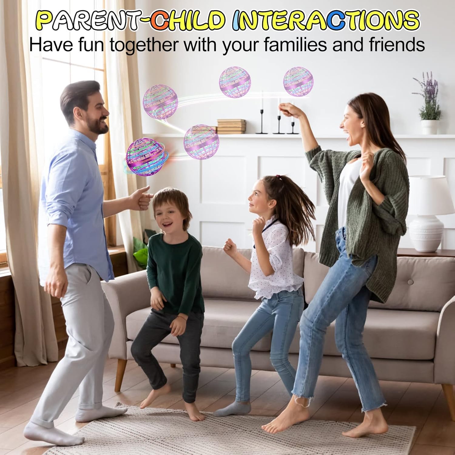 M&HONG Bola de orbe voladora para niños y adultos, bola boomerang controlada a mano, mini dron giratorio volador, juguete de bola voladora flotante