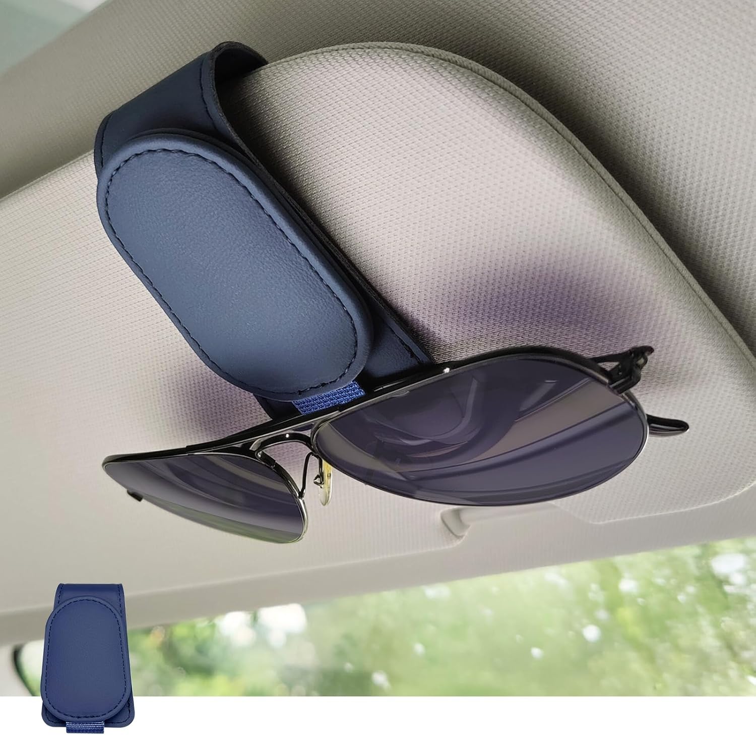 Soporte para lentes de sol para visera solar de automóvil, soporte magnético de cuero para gafas, clip para lentes de sol, clip para tarjeta de