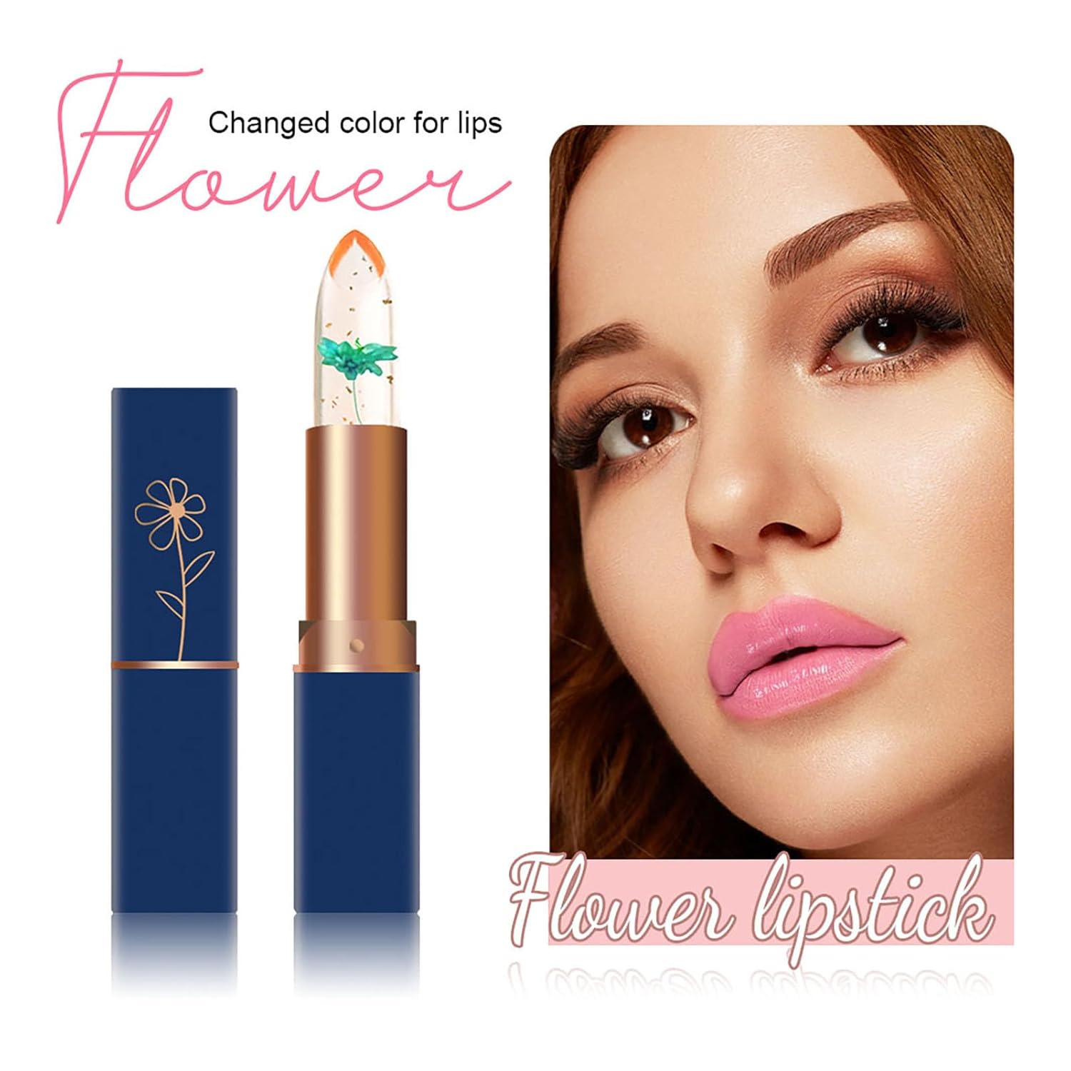 Aseawave 6 lápices labiales que cambian de color de pH, gelatina de flores de cristal, bálsamo brillante para todos los tonos de piel, tinte suave y