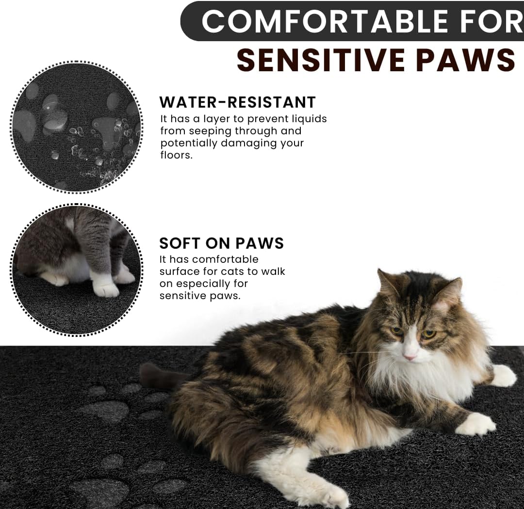 Andalus – Tapete grande para arena para gatos, paquete de 1, impermeable, antideslizante y fácil de limpiar, para atrapar basura de mascotas extra