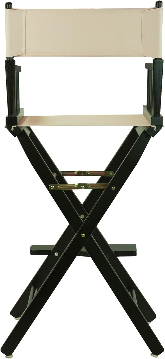 Casual Home – Silla de director de 30.0in, marco negro con lienzo color trigo, altura de barra