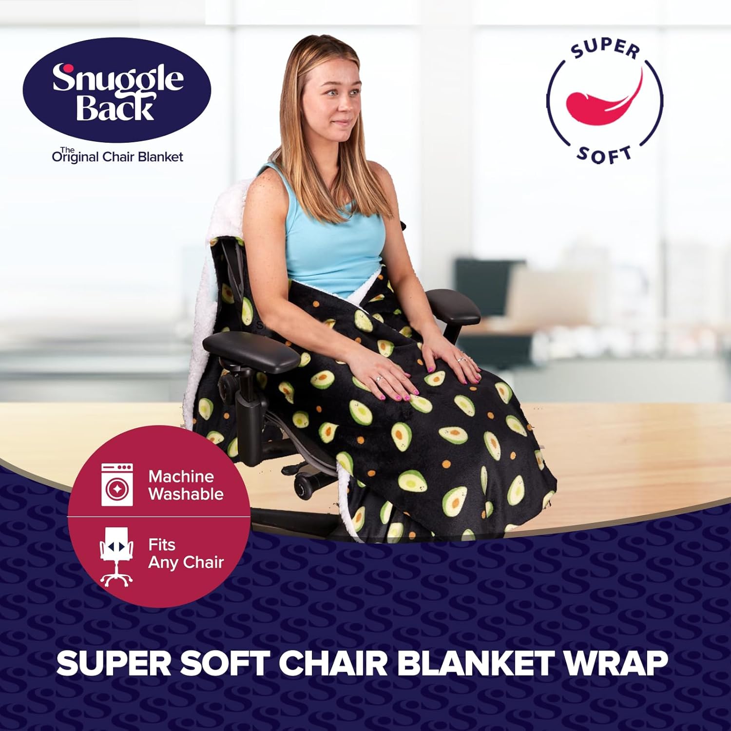 La manta original para silla de oficina de SnuggleBack acogedora y cómoda funda para silla de escritorio de oficina se fija para un calor cómodo y