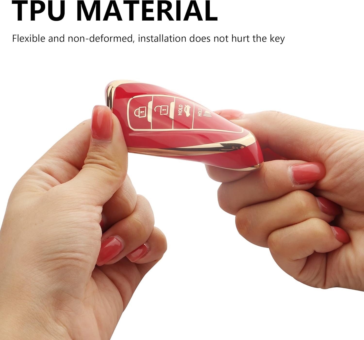 Fundas para llaves Toyota, fundas de botón de protección de TPU suave y llaveros, soporte para llaves de automóvil para hombres y mujeres (rojo), F